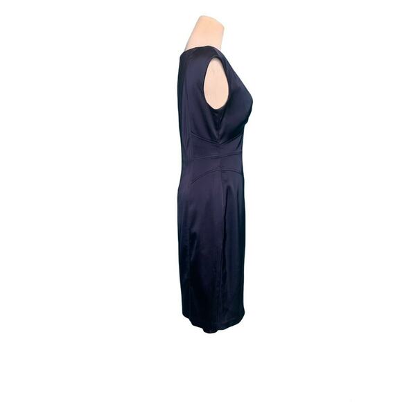 David Meister blue satin knee length sheath dress size 4 - Picture 4 of 6